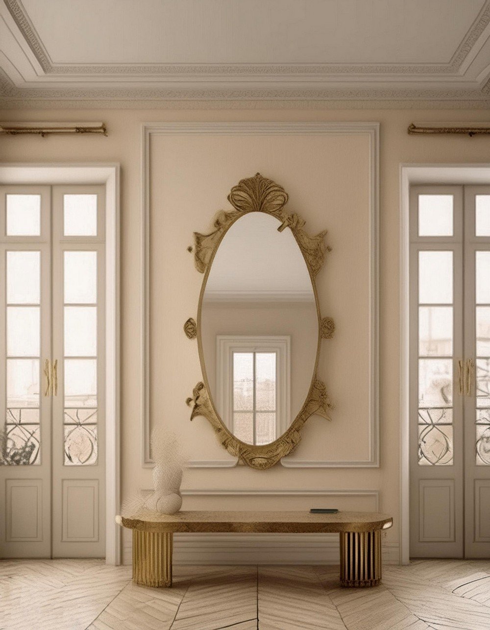 Blob Mirror With Golden Hinges