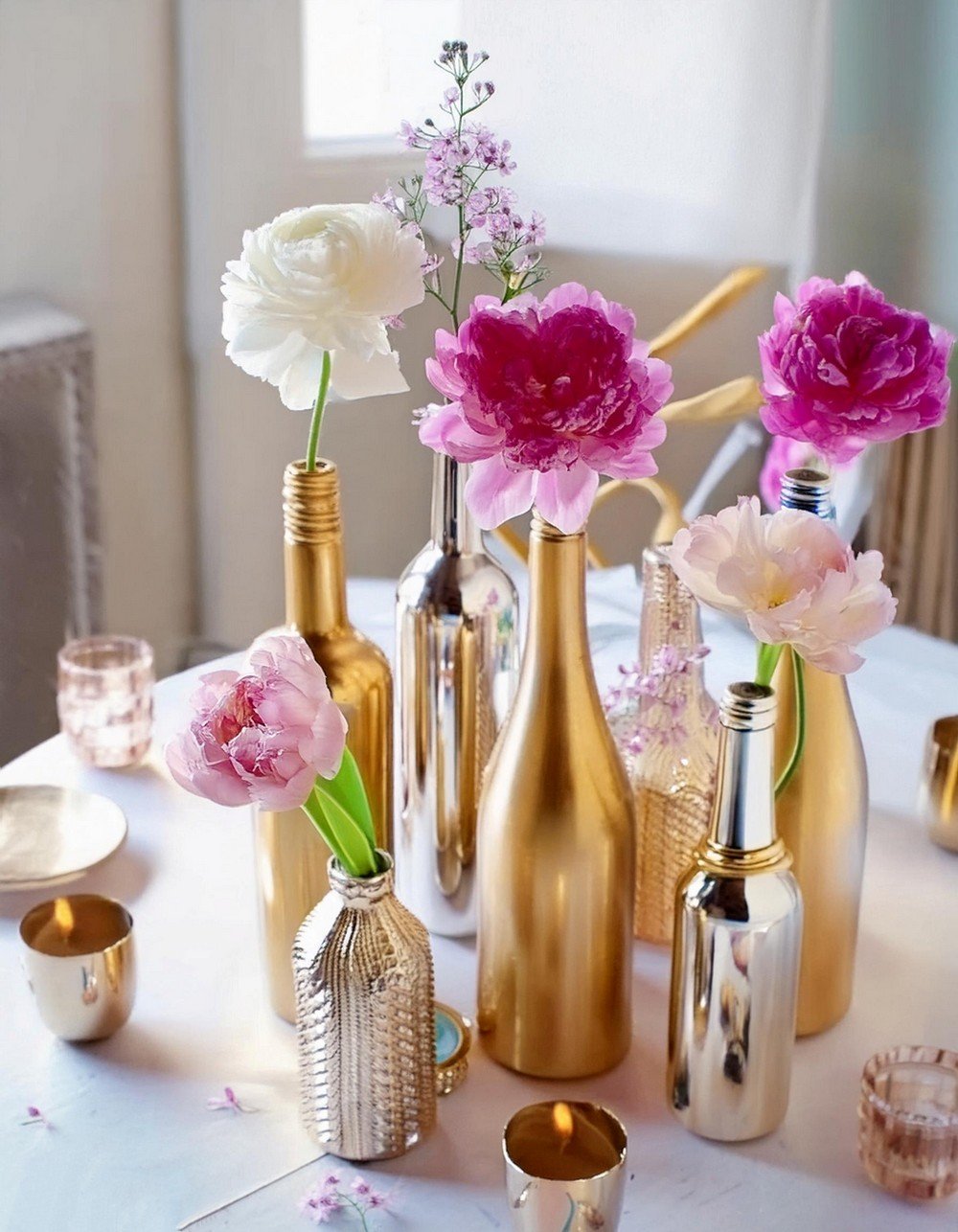 Give Wine Bottles A Metallic Makeover