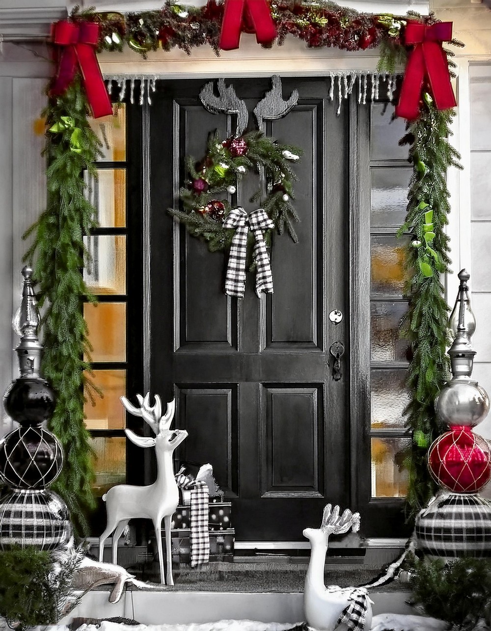 Bring Christmas Cheer with Elegant Deer Porch Decor