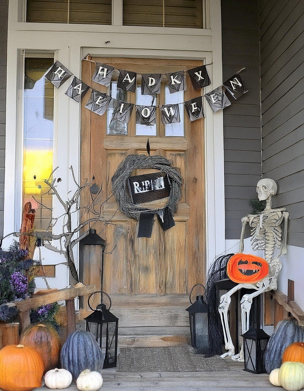 Bring Rustic Charm with Pumpkin Plaid Halloween Porch