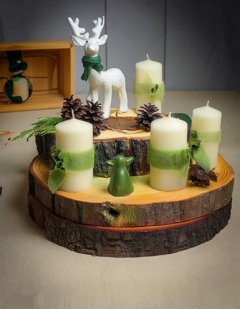 Celebrate Christmas with a Woodland Candle Centerpiece