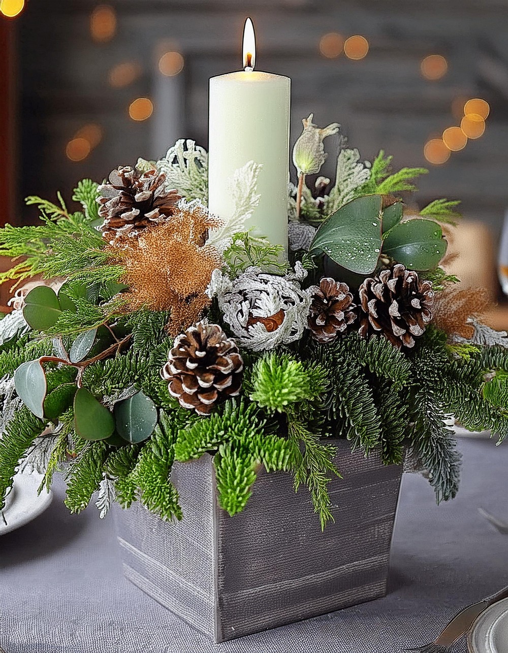 Create a Festive Candle Centerpiece with a Small Wood Box