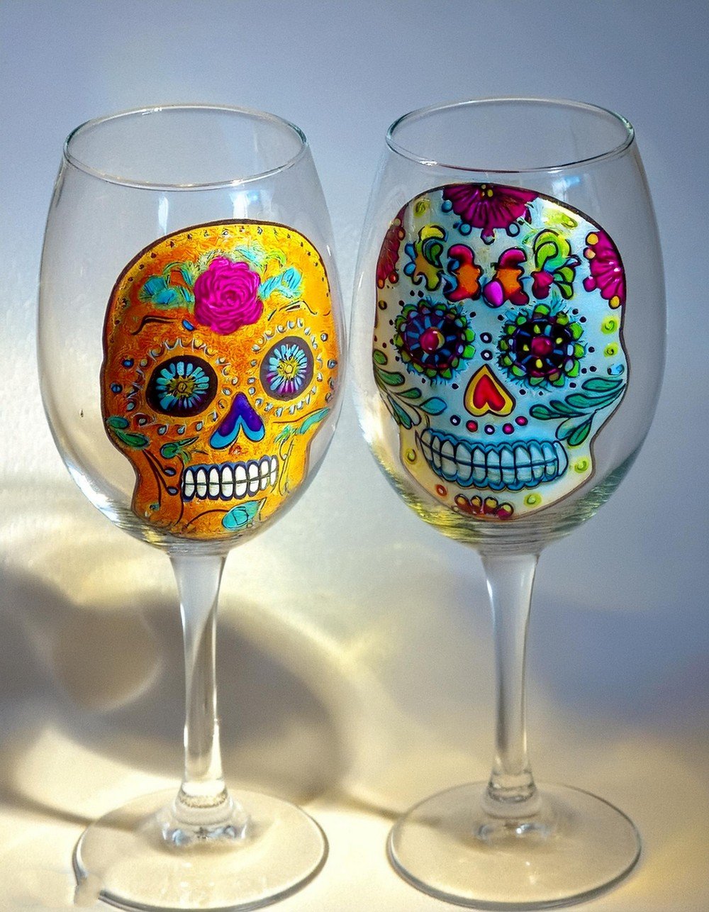 Embellish Wine Glasses with Spooky Skull Decor