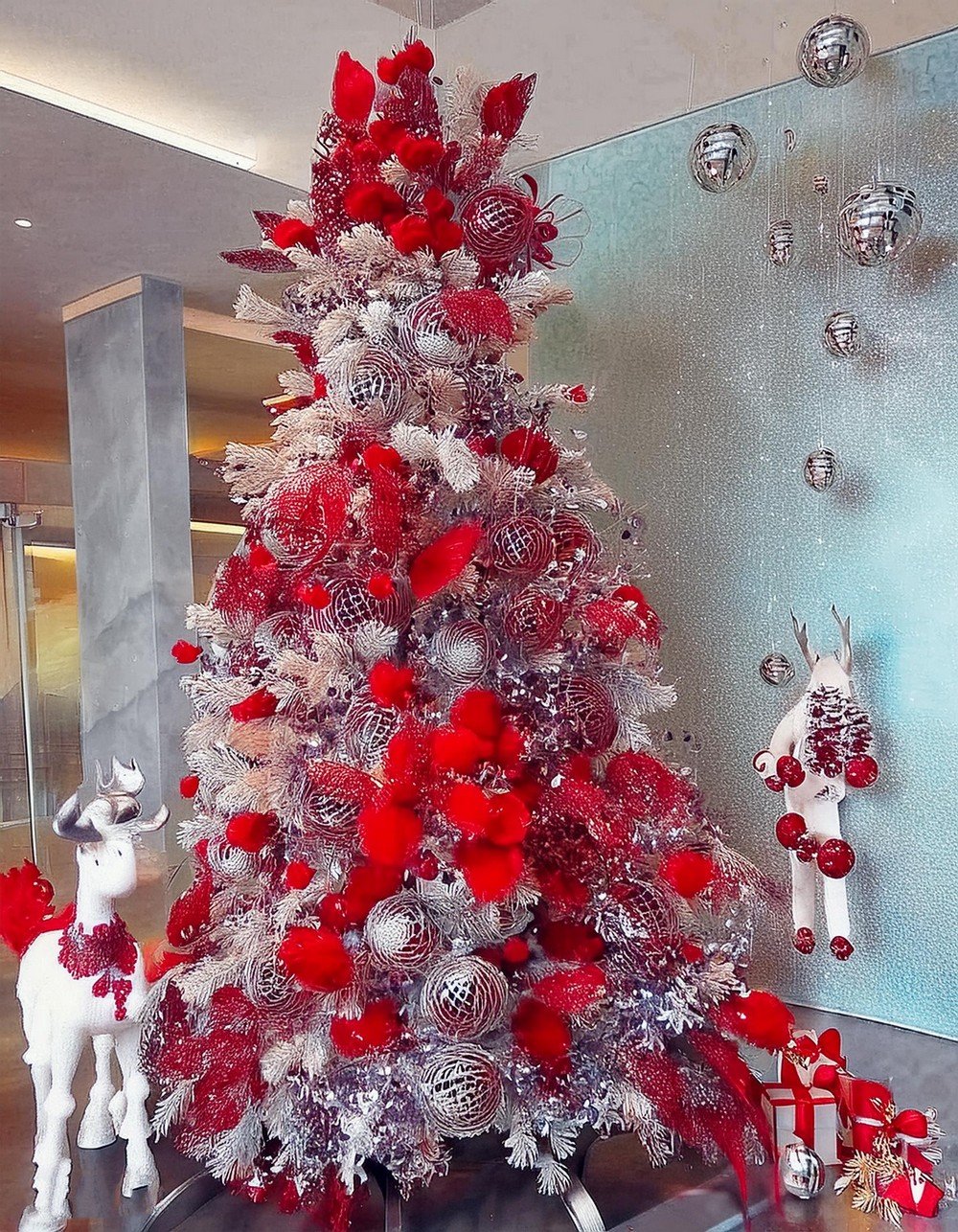 Embellish Your Tree with Red and Gray