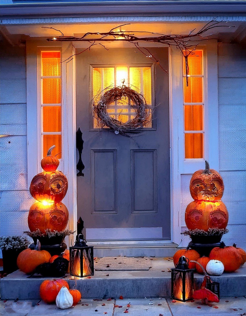 Light Up Your Porch with Pumpkin Topiaries