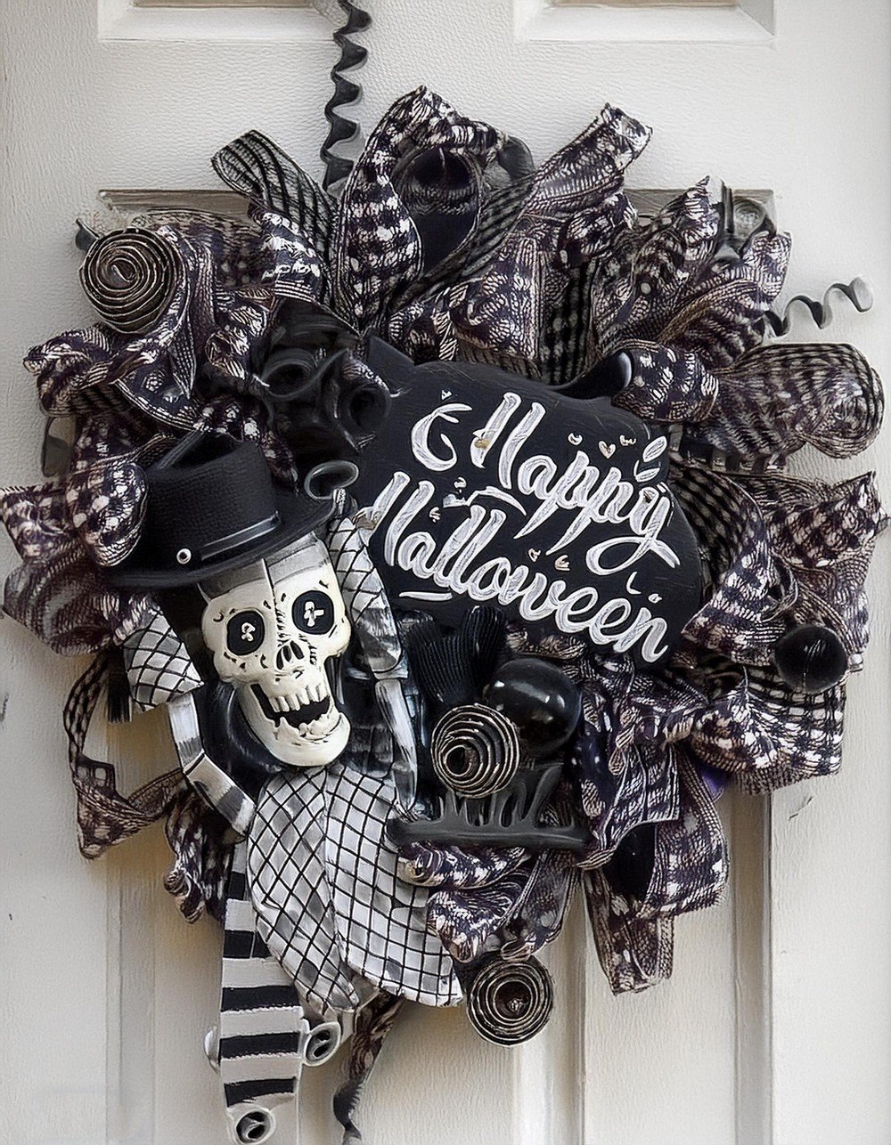 Make a Statement with a Black and White Skeleton Wreath