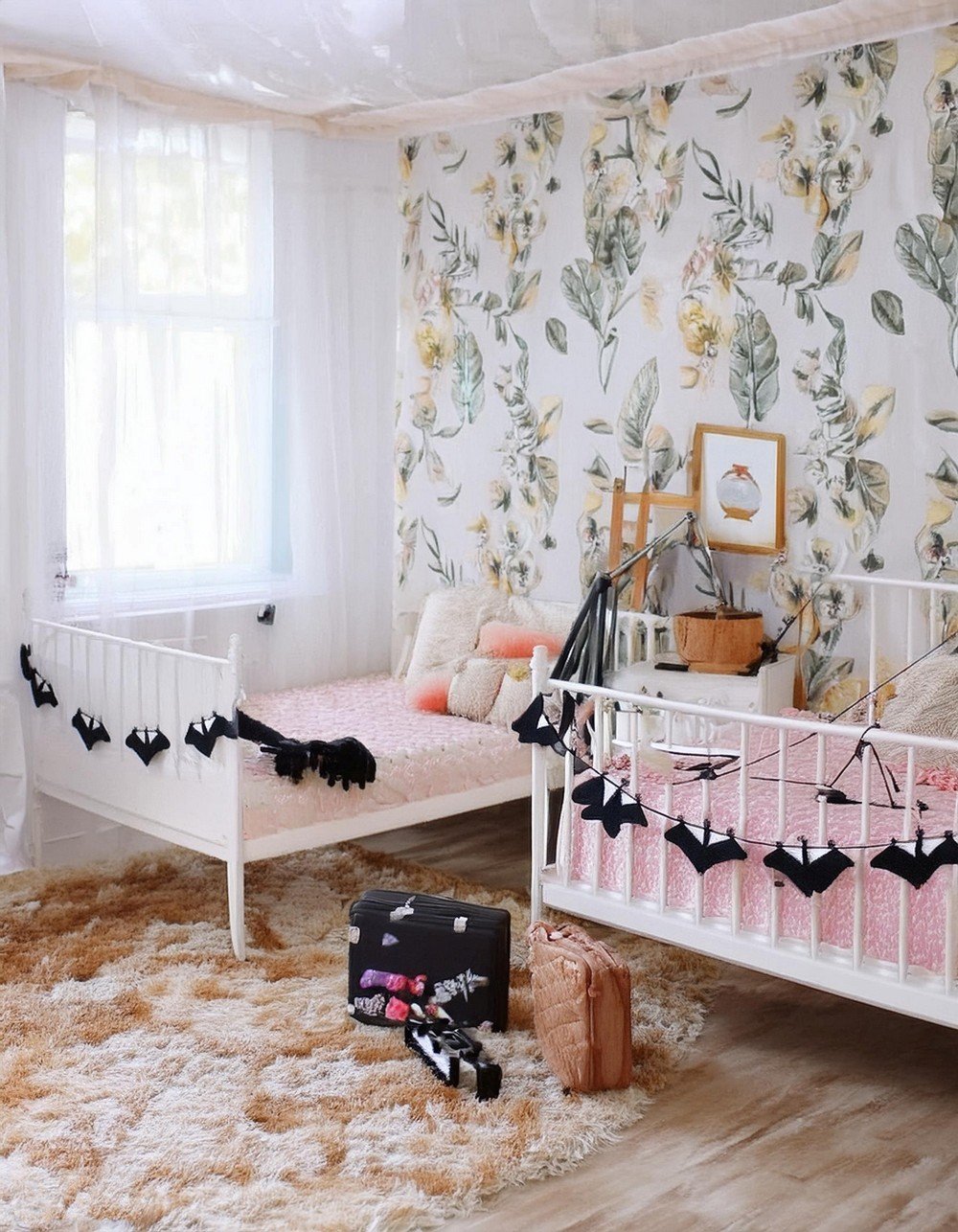 Spook Up Your Room with a Bat-Themed Garland and Pumpkins