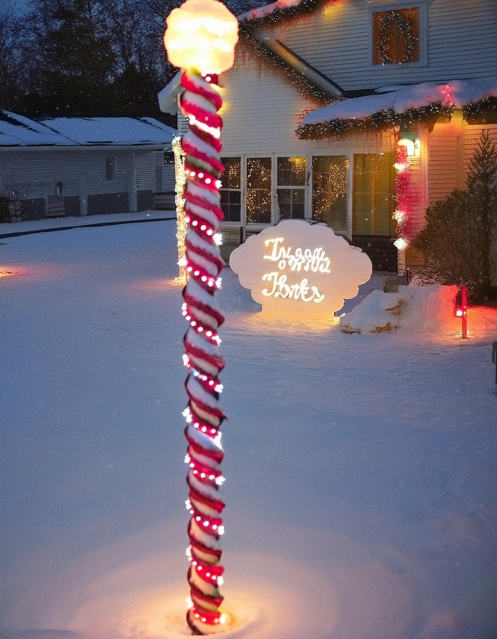 Welcome Santa to the North Pole with Rope Lights Decor