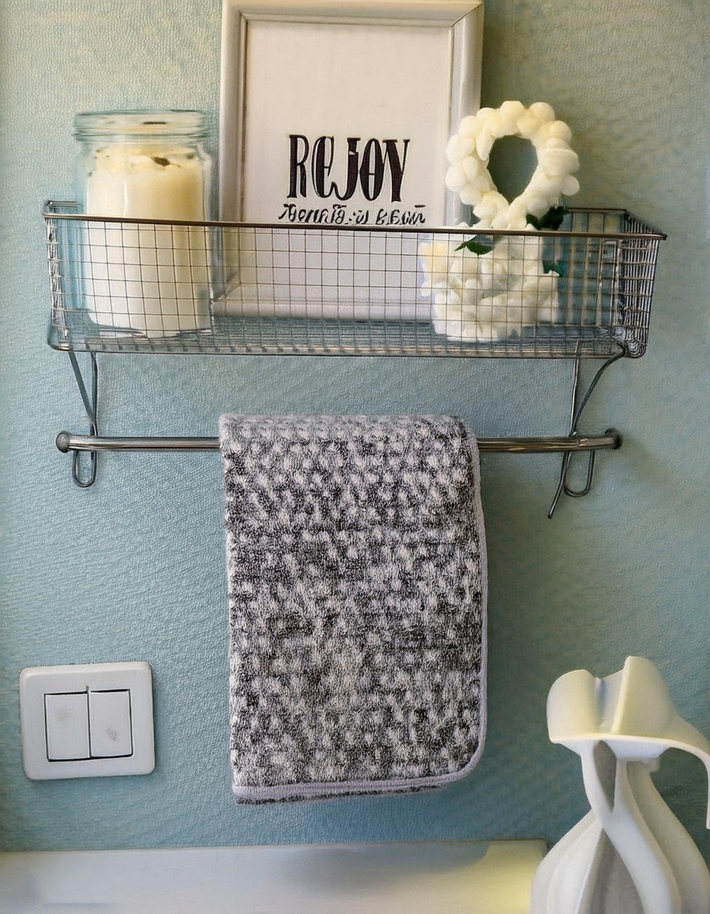 Build Hand Towel Rack From Vintage Egg Basket