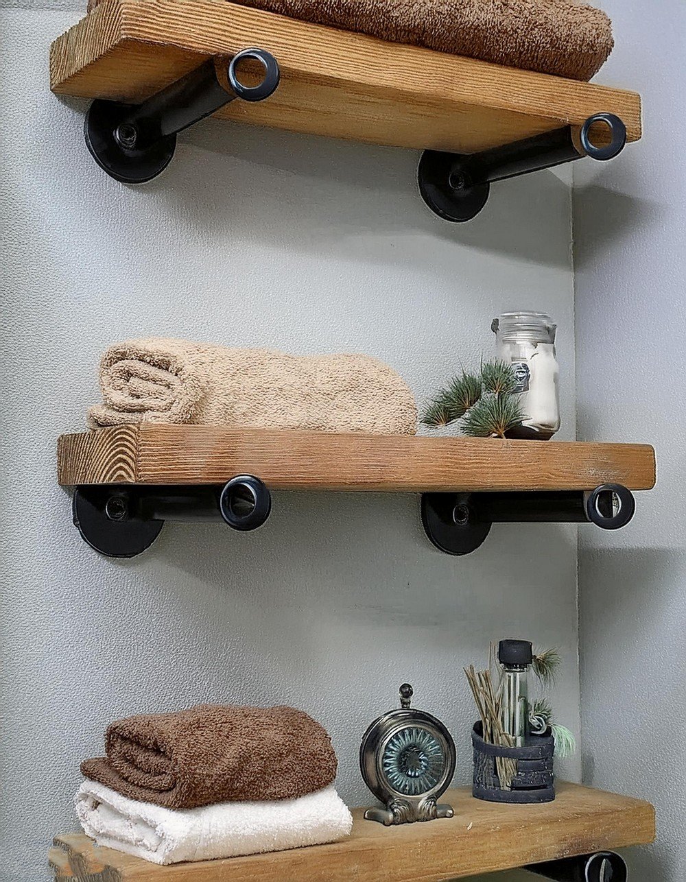 Build Shelves With Reclaimed Wood and Pipe Fittings