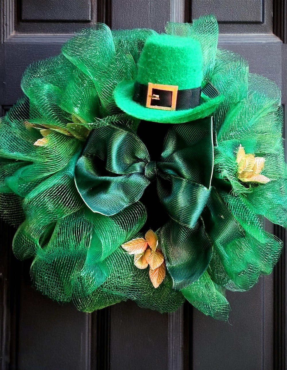 Decorate Porch with a Mesh Wreath and Leprechaun Hat