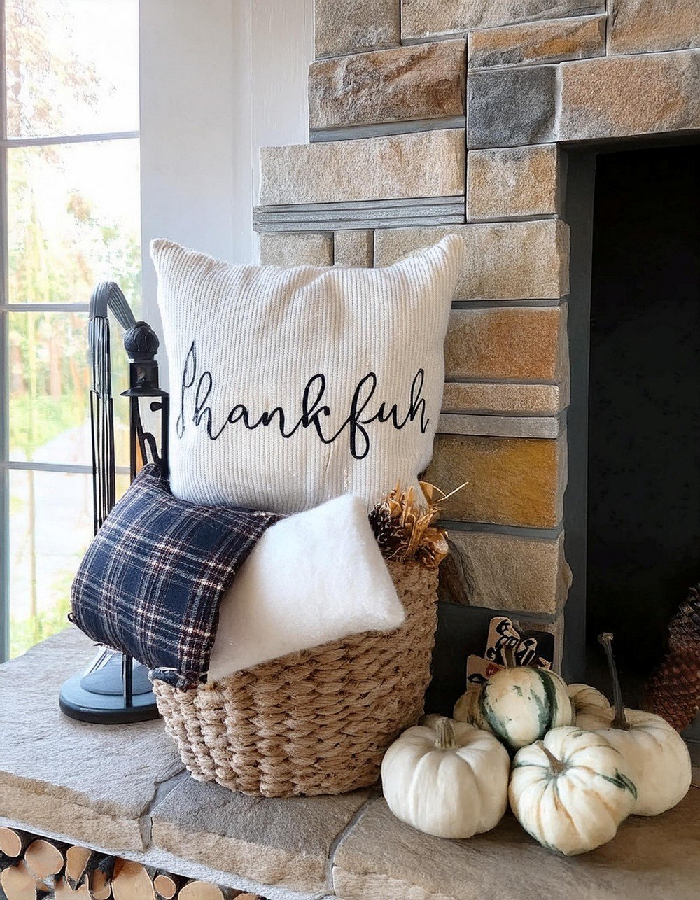 Enhance Seasonal Decor with a White Thankful Pillow