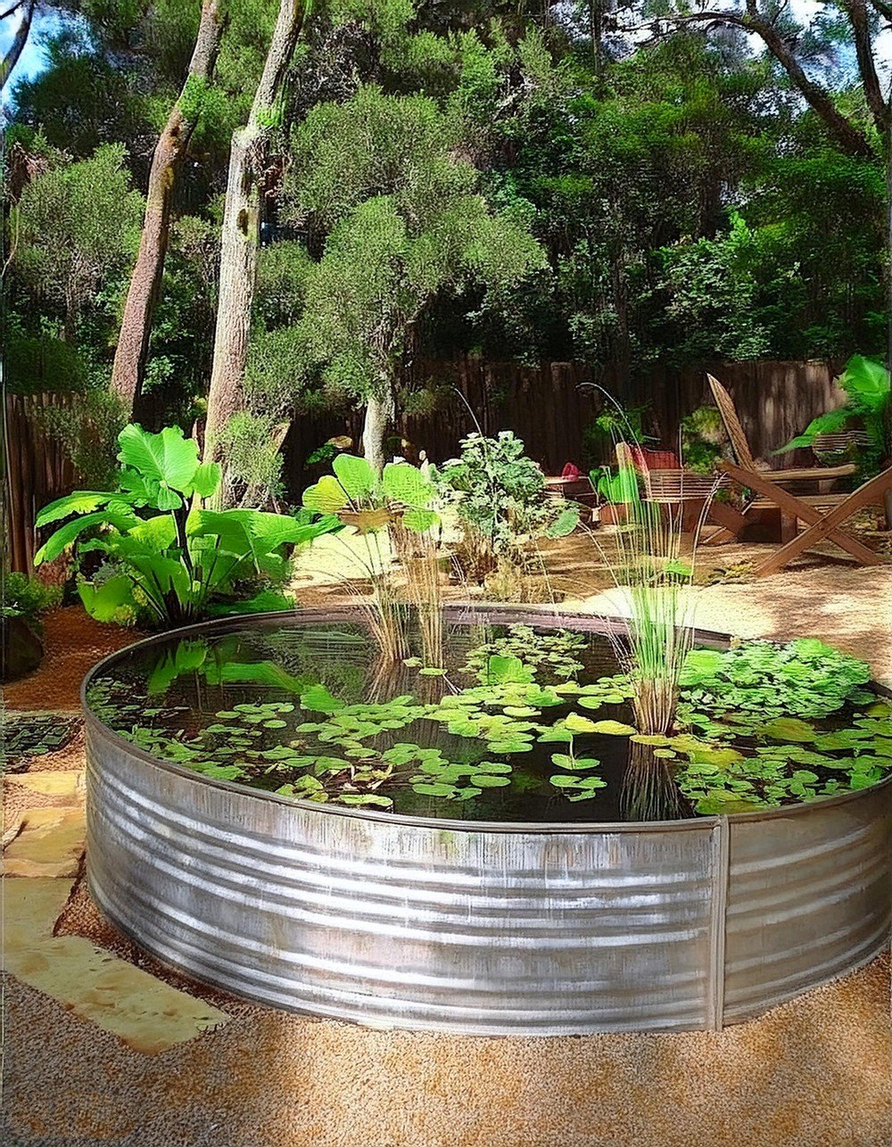 Galvanized Stock Tank Becomes a Pond