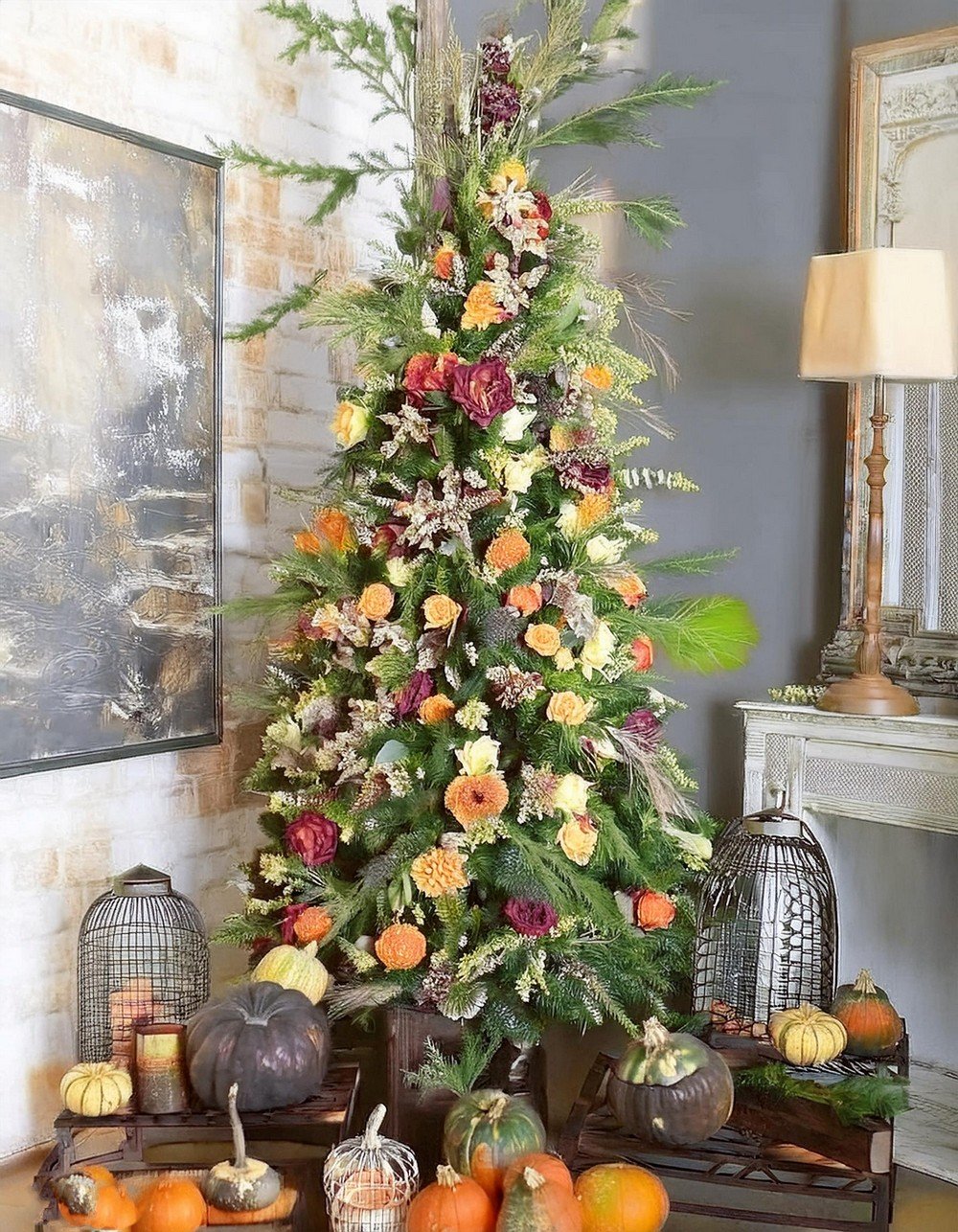 Make a Statement with Evergreen Tree with Fall Accents