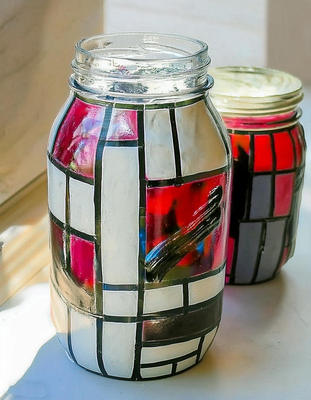 Painted Glass Jars