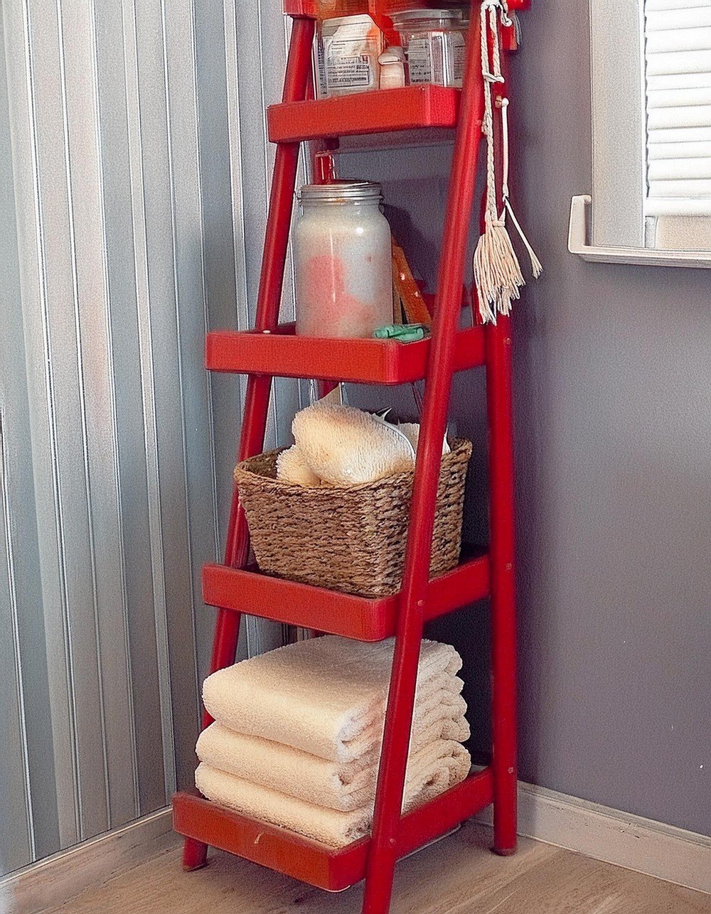 Repurpose Painter’s Ladder as Shelving