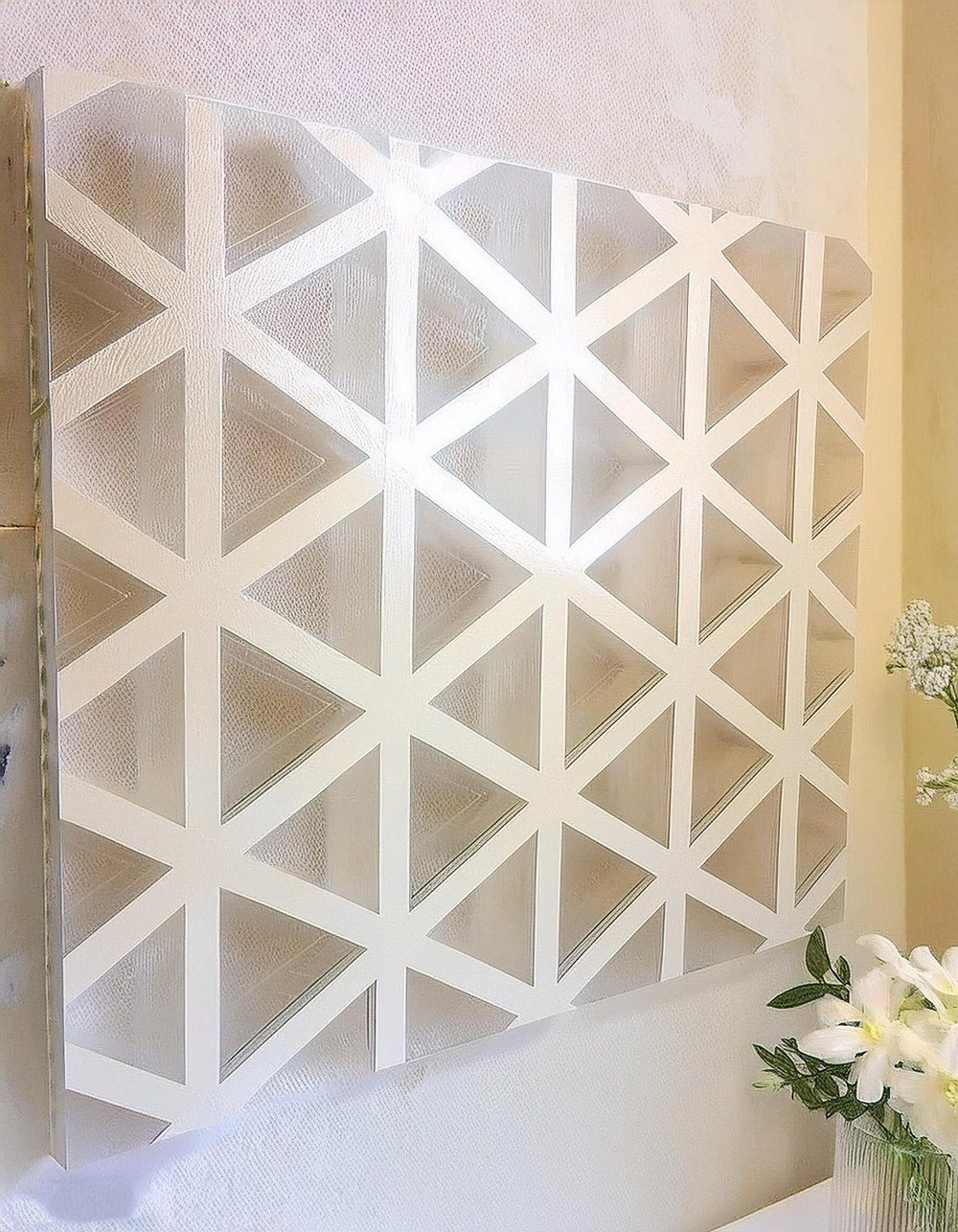 Simple DIY Geometric White Stripes Wall Art