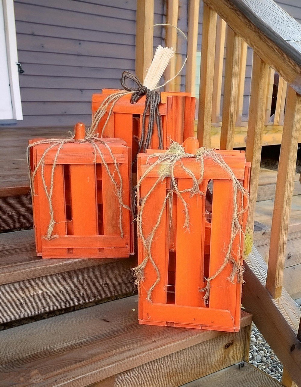 Upcycle Crates into Rustic Porch Pumpkin Display