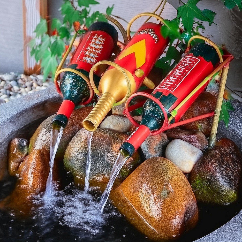 Water Feature From Wine Bottles and Rack