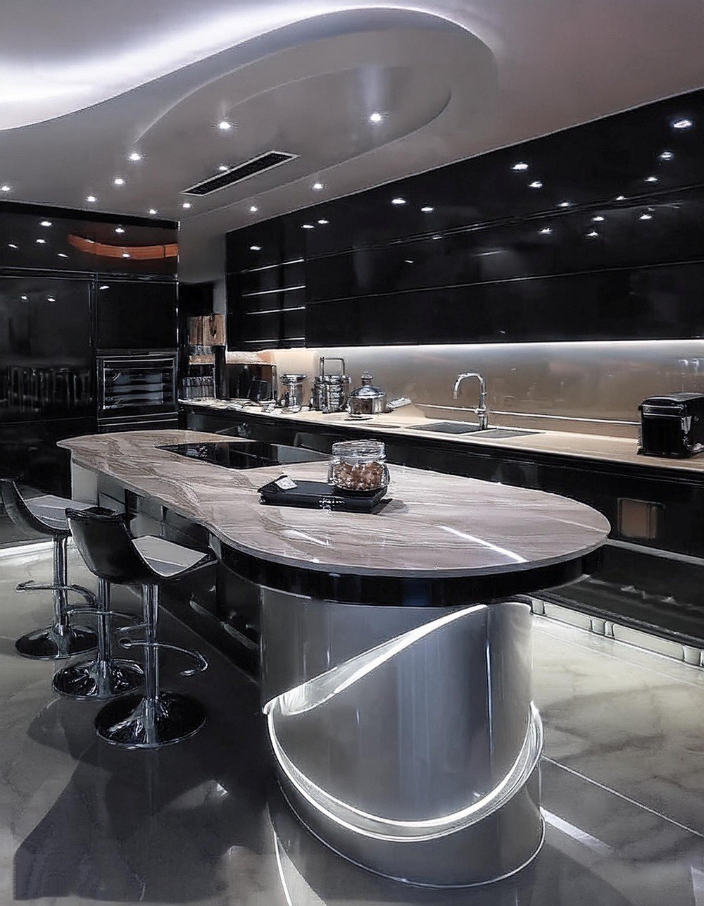 Dramatic Modern Black and White Kitchens