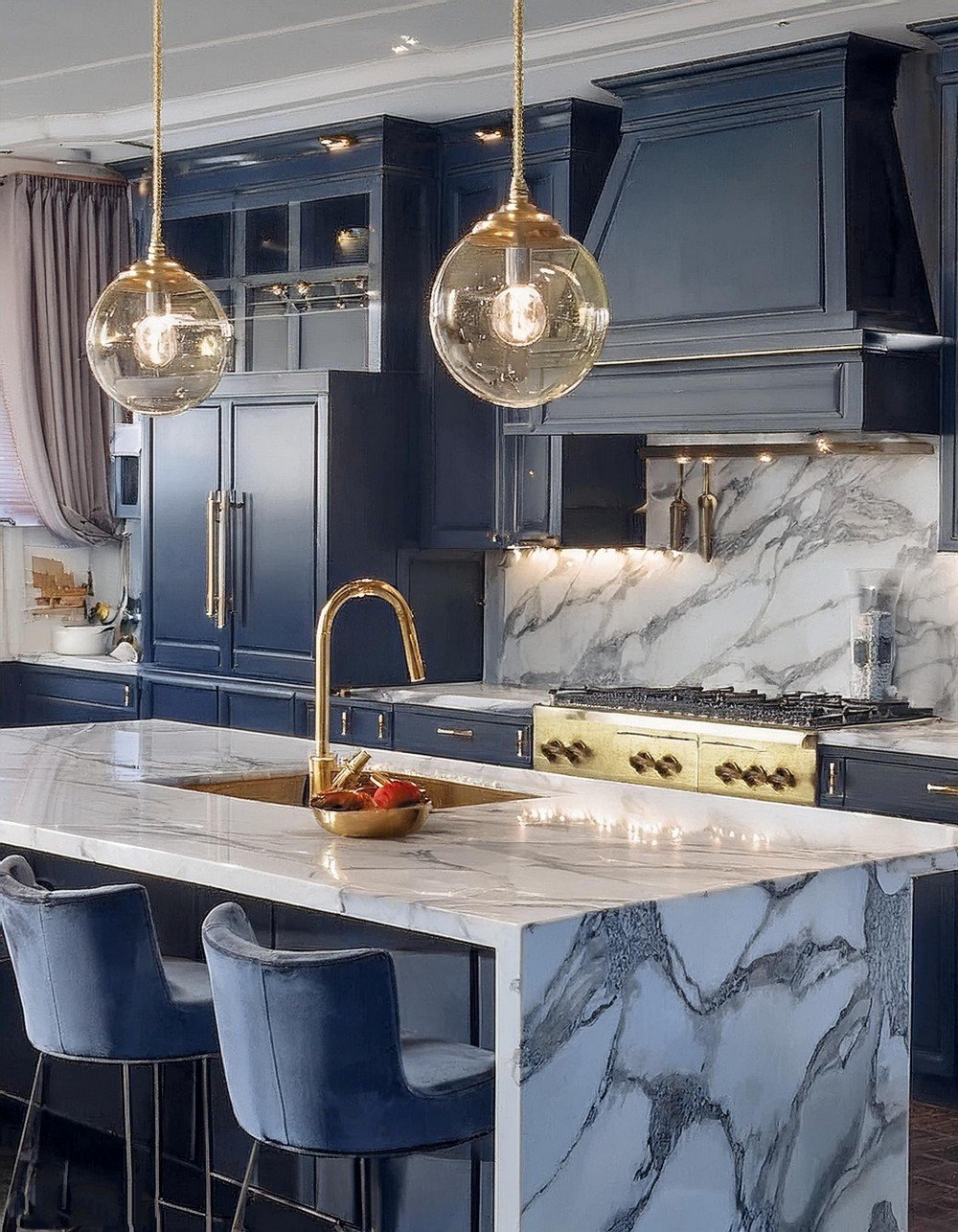 Luxurious Gold-Accented Kitchens