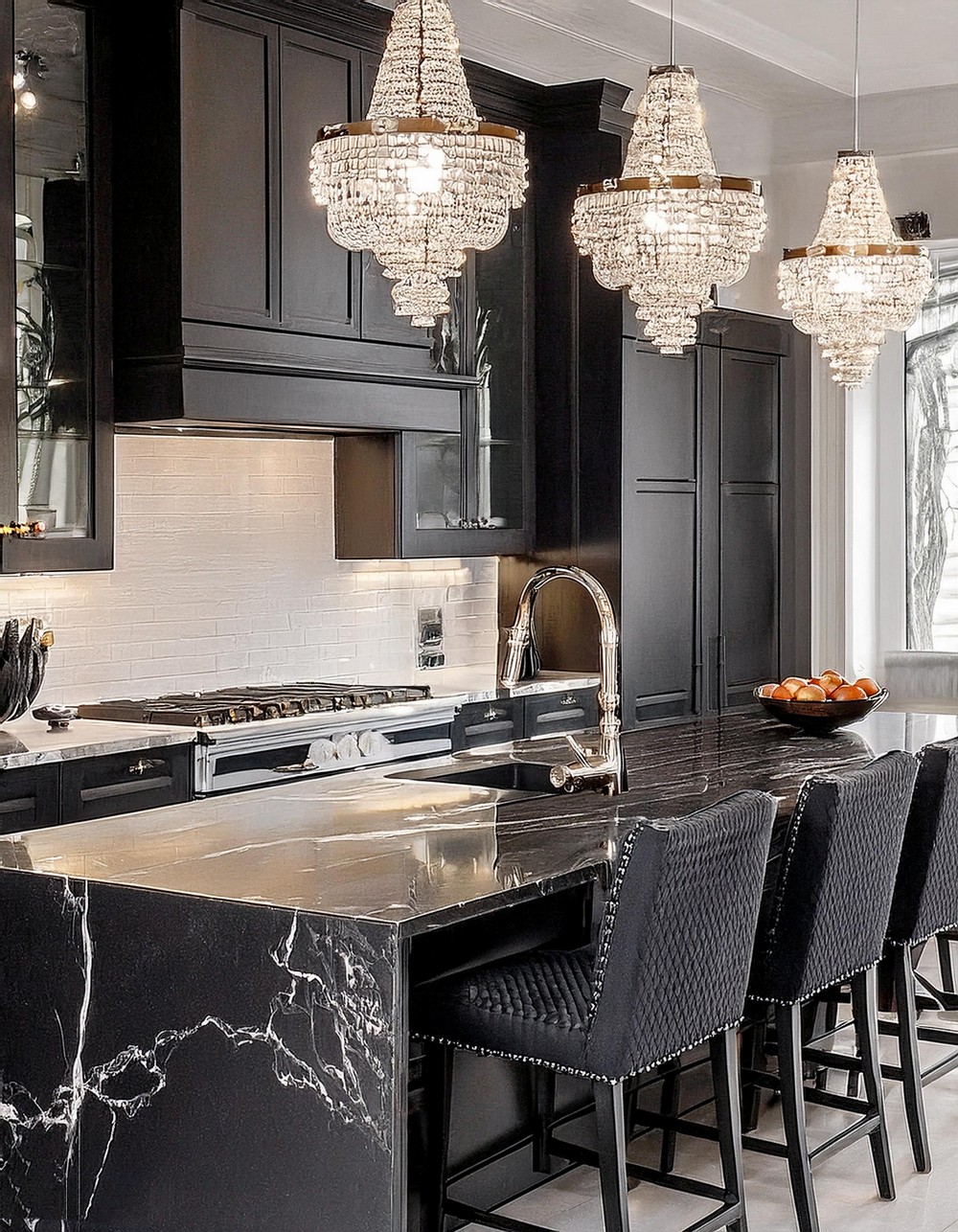 Opulent Marble-Accented Kitchen