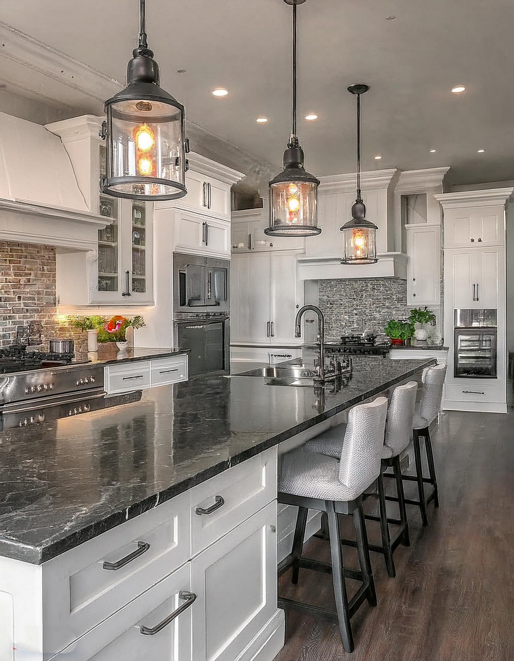 White Cabinetry with Black Details