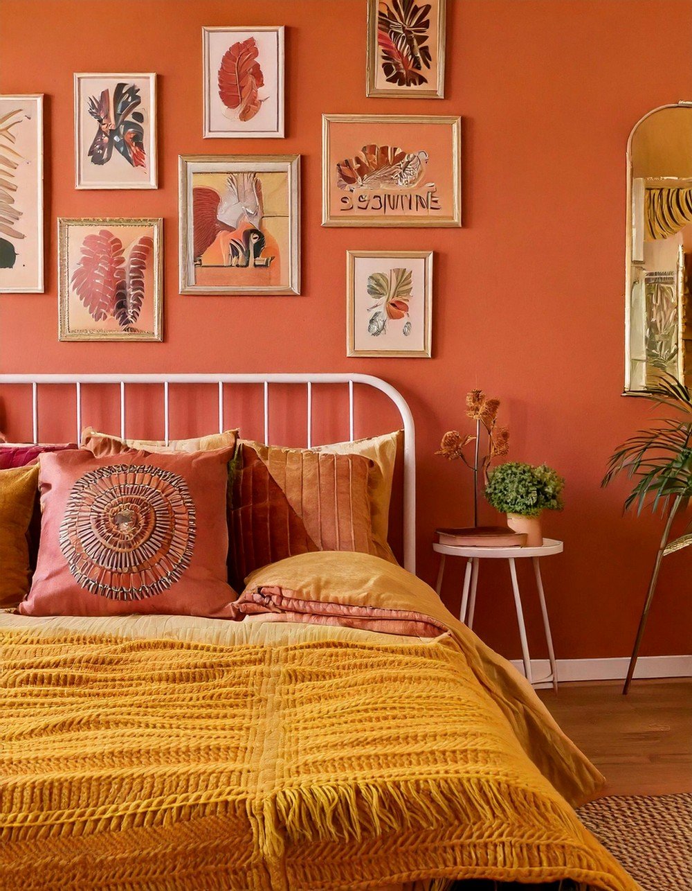 Artful Gallery Wall With Vibrant Bedding