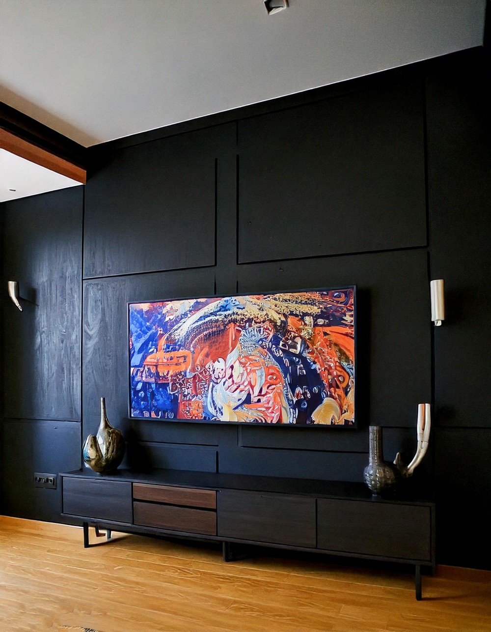 Black and Modern TV Wall