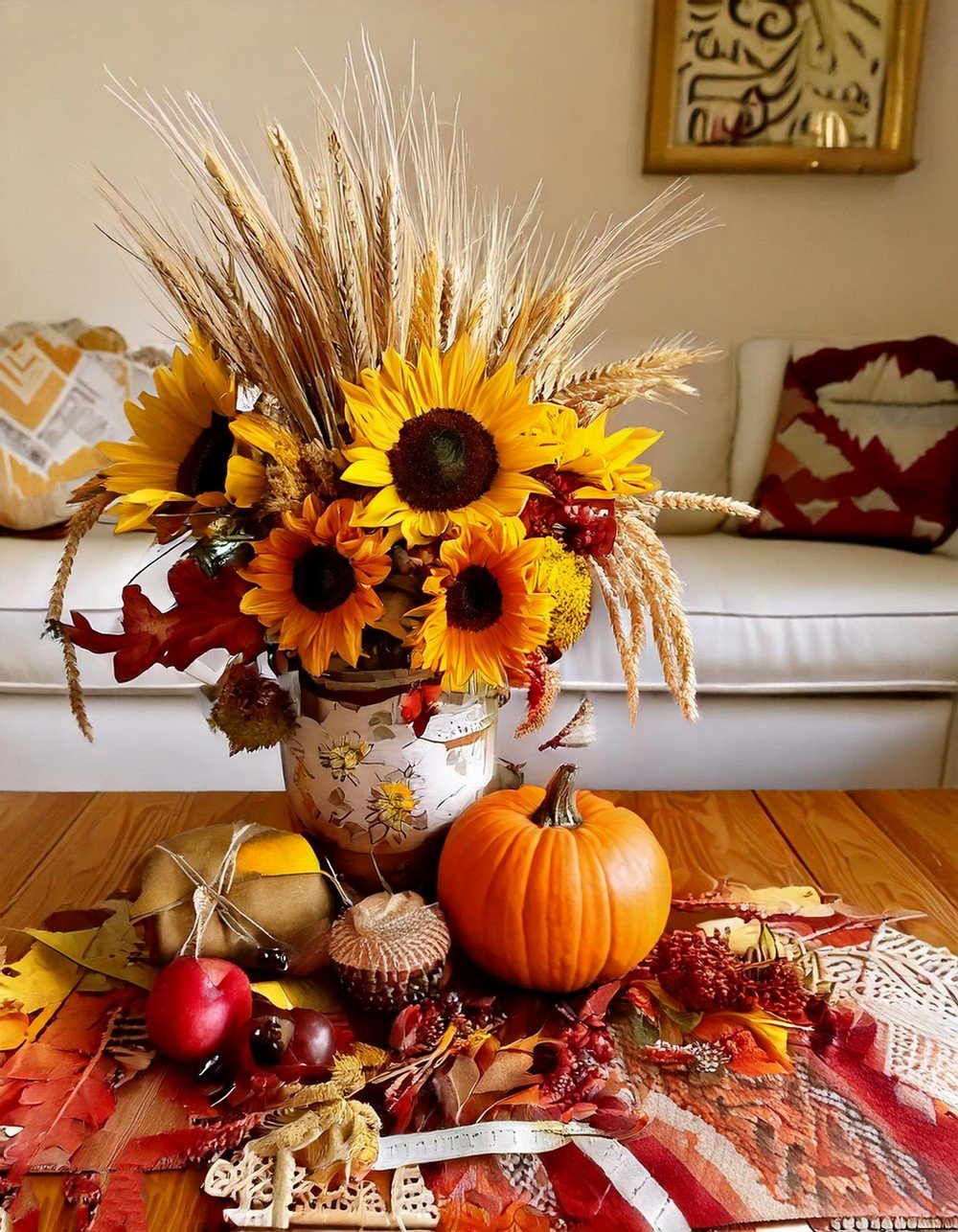 Bold Sunflowers and Rustic Accents