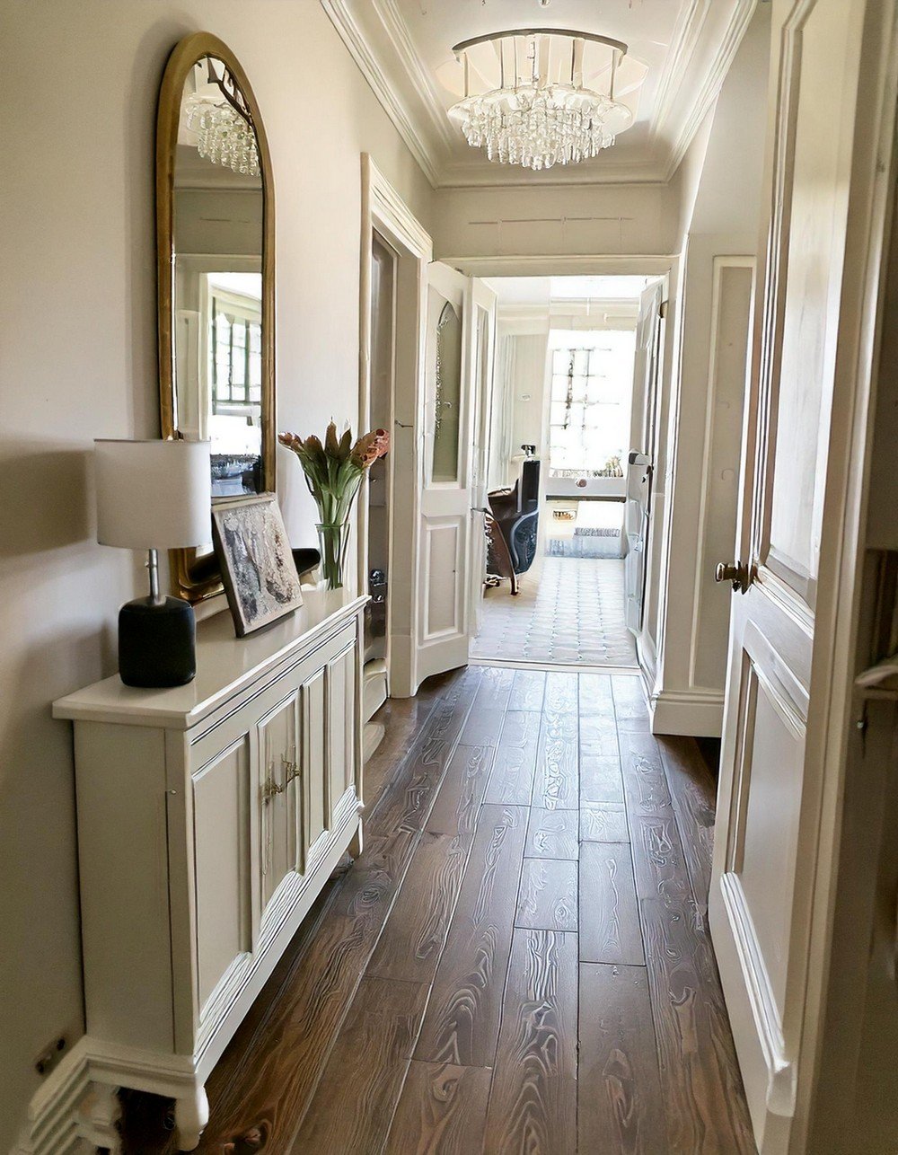 Decorating Narrow Hallway Ideas With Mirror And Console Table