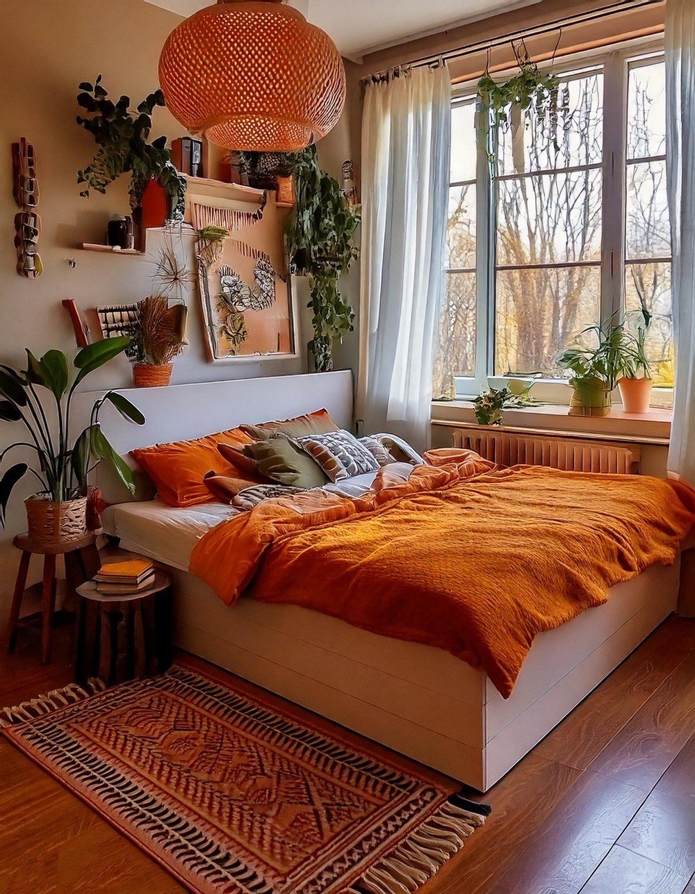 Earthy Orange Tones With Lush Greenery