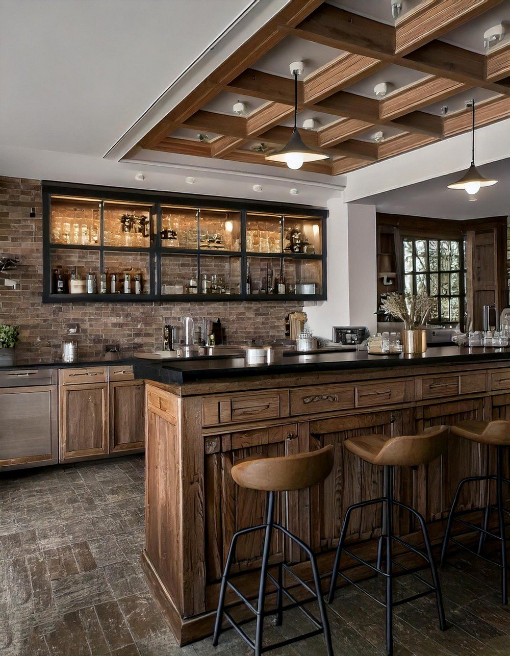 Farmhouse Basement Bar Area