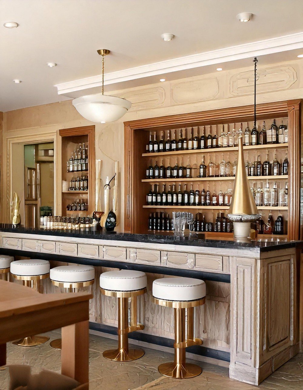 Light Grey Bar With Brass Fixtures