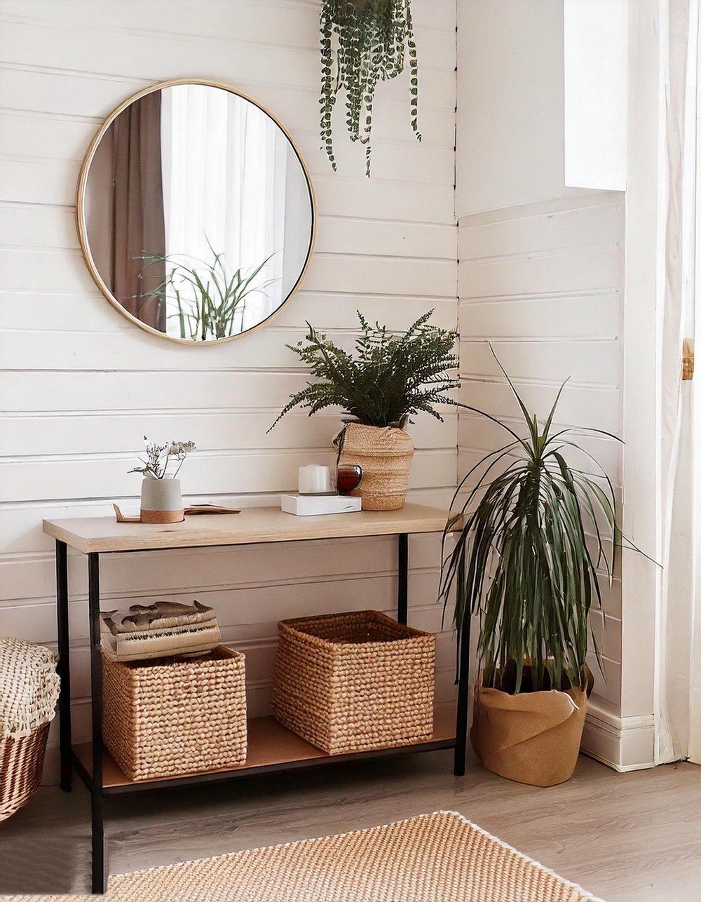 Minimalist Entryway Corner with Natural Elements