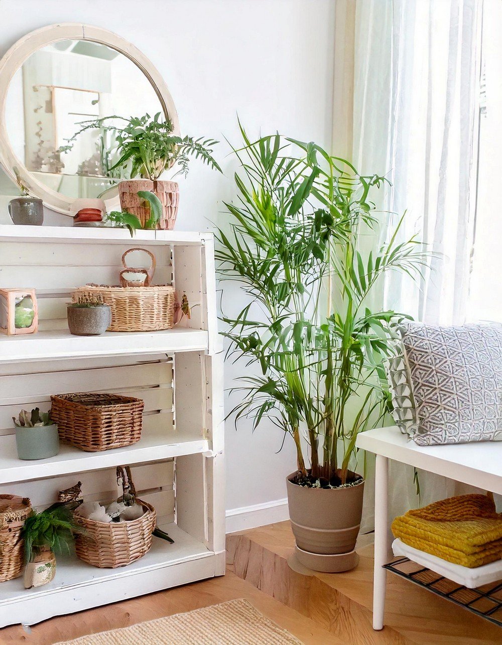 Nature-Inspired Corner with Plants and Rustic Elements