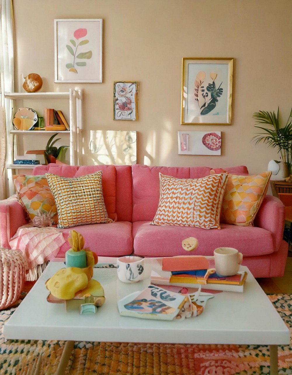 Playful Pastel Palette Modern Living Room