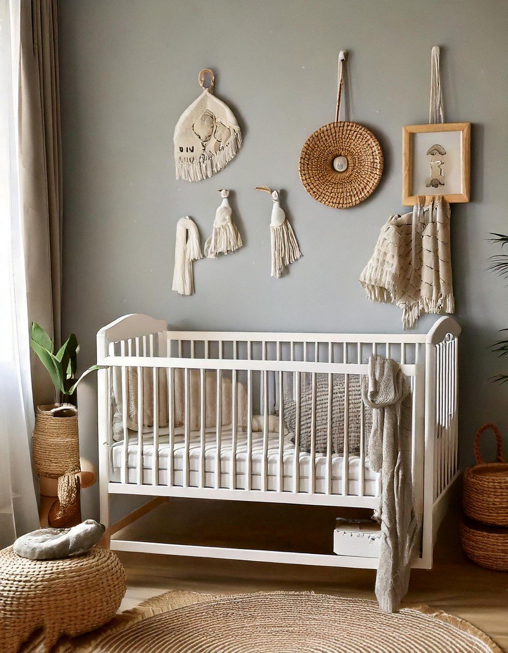 Serene Grey Nursery with Rustic Charms