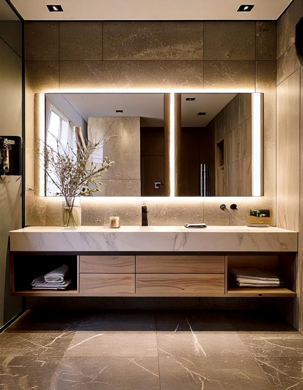 Sleek Reflection Integrated Storage Mirror