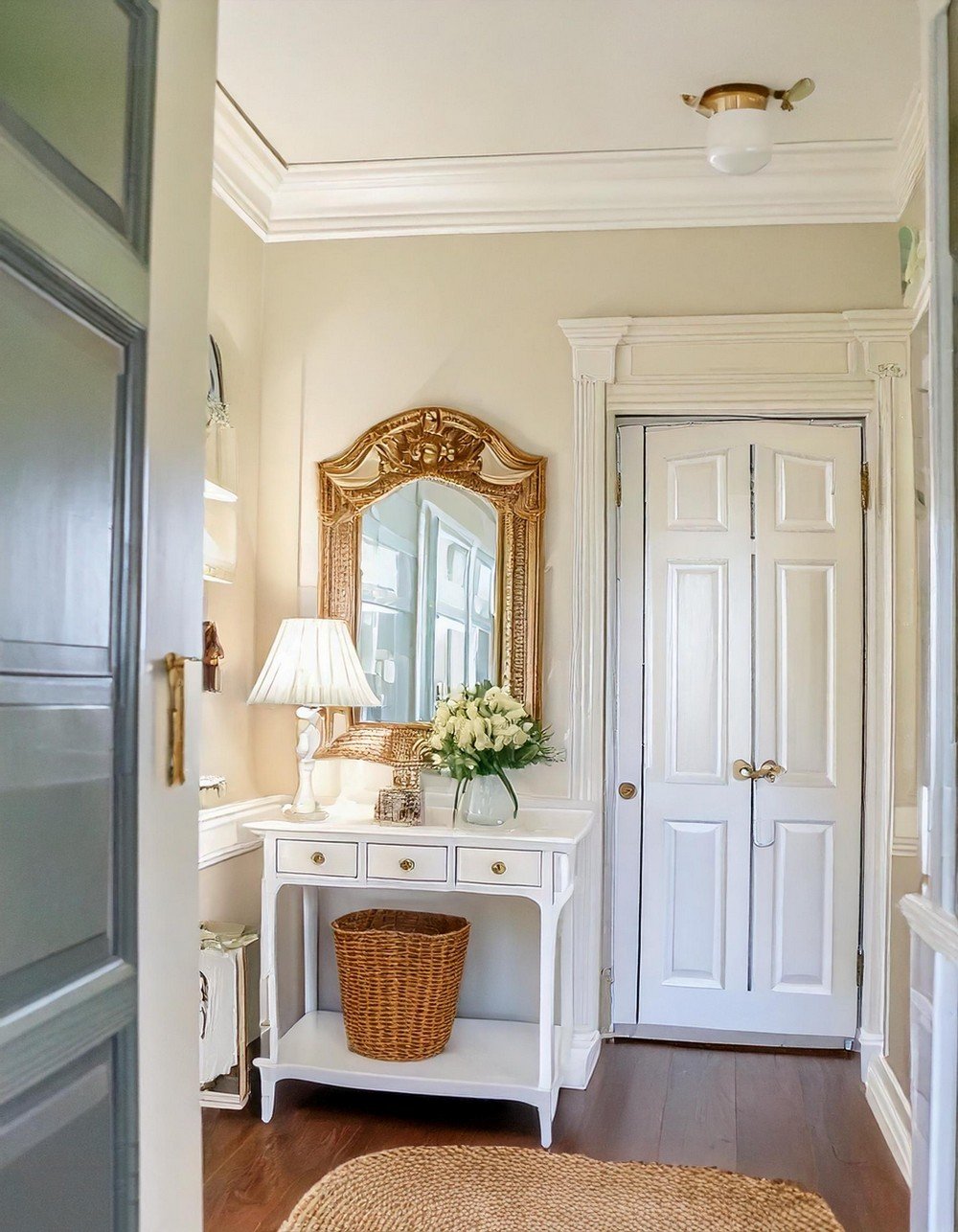 Traditional Entry Table With Large Mirror