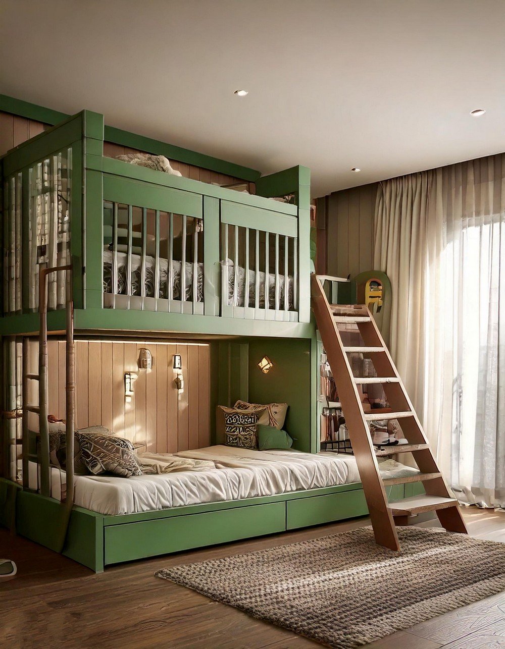 Urban Themed Bunk Bed with Integrated Storage