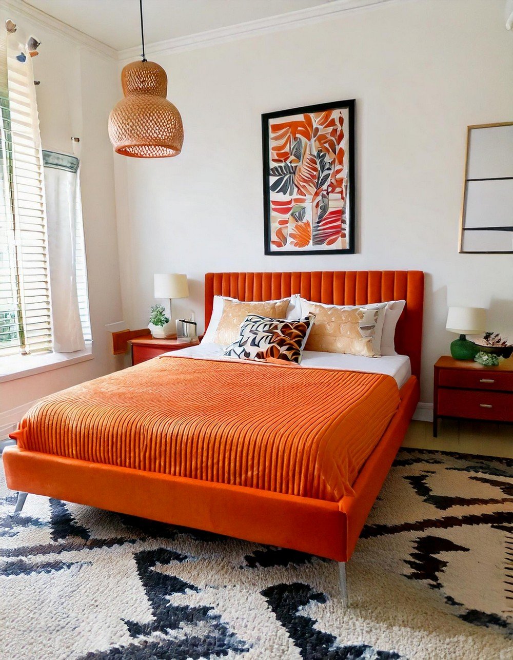 Vibrant Bed Frame With Monochrome Accents